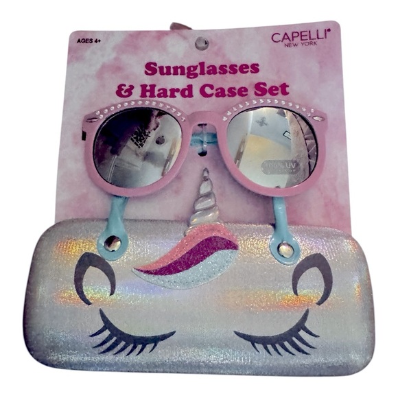 Nordstrom NWT Capellli New York Girls Unicorn 🦄 Sunglasses and Hard Case set - Picture 1 of 4